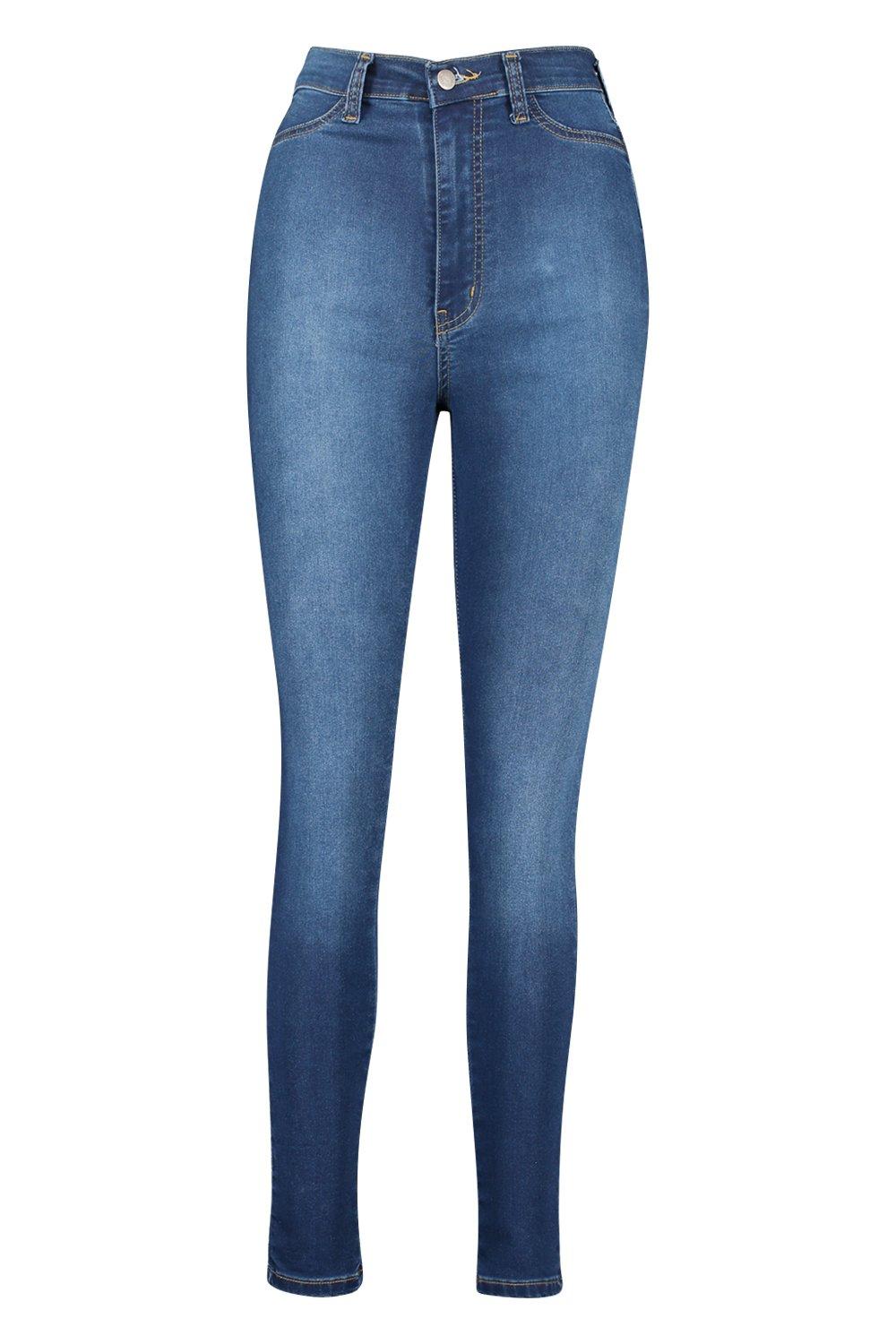 Super High Waist Power Stretch Skinny Jeans | boohoo